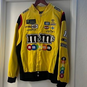 New NASCAR #18 Kyle Busch M&M Chocolate twill cotton embroidery jacket men's XL